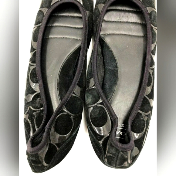 Coach Designer Monogram Black Signature Aria Flats - Size 7 Women's - Picture 1 of 6